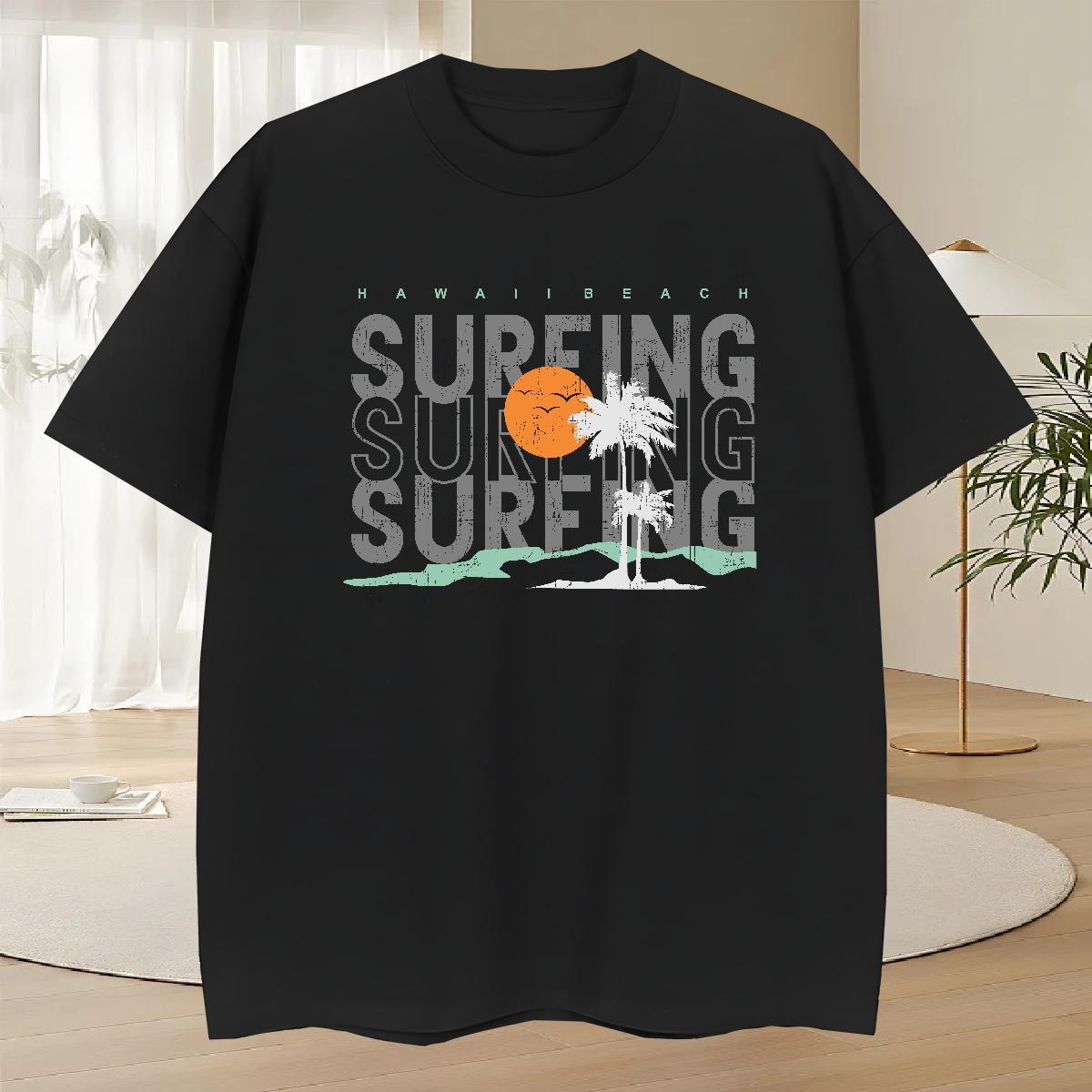 Free Shipping Men Tops Tees Sport 100% Cotton 230g Custom Printing O-Neck Short Sleeve beach T shirt Fashion Casual Tops Shirt