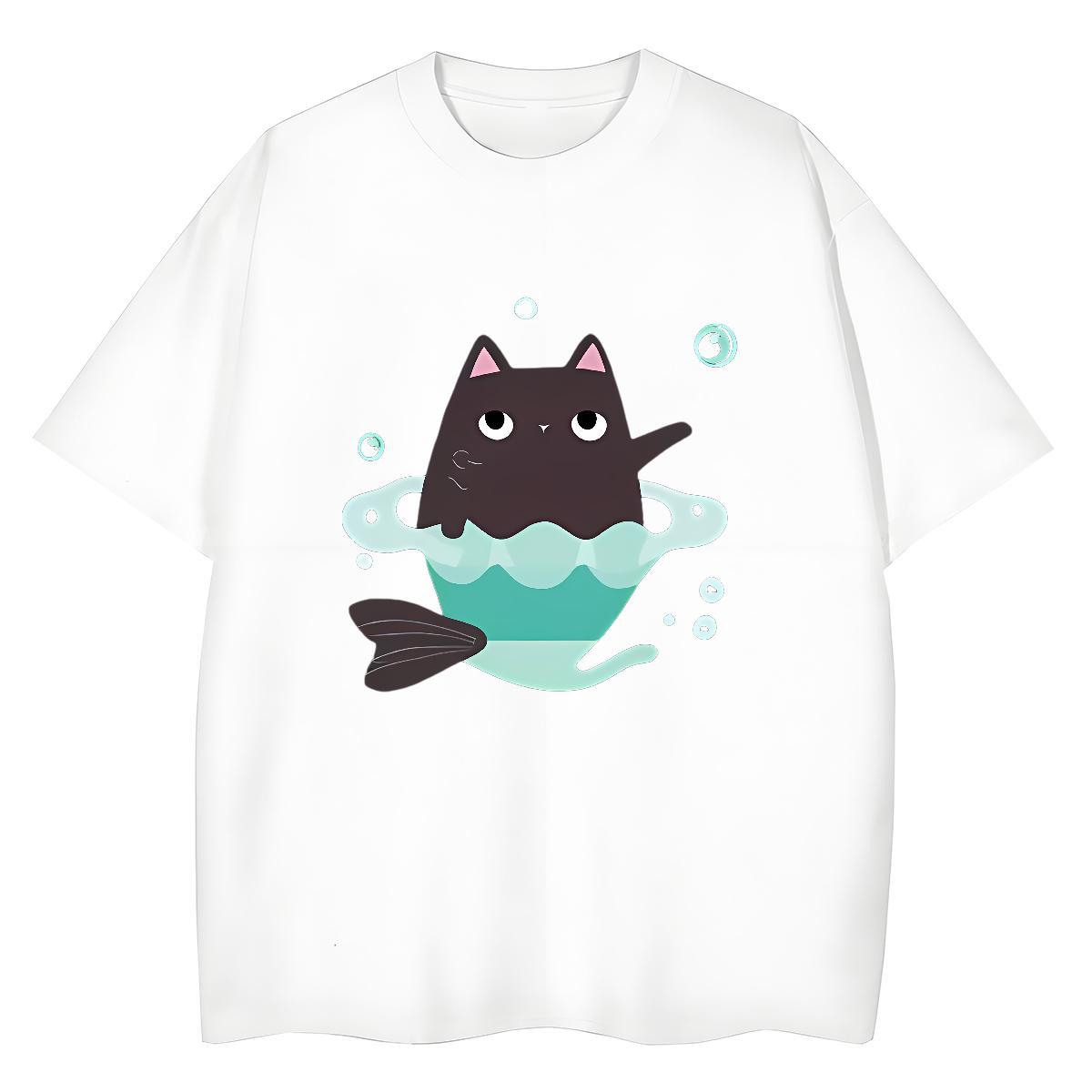 Factory Direct Woman T Shirts Crew Neck 230g 100% Cotton Couples T Shirts DIY Printed cat Summer Casual High quality Clothes Shirt