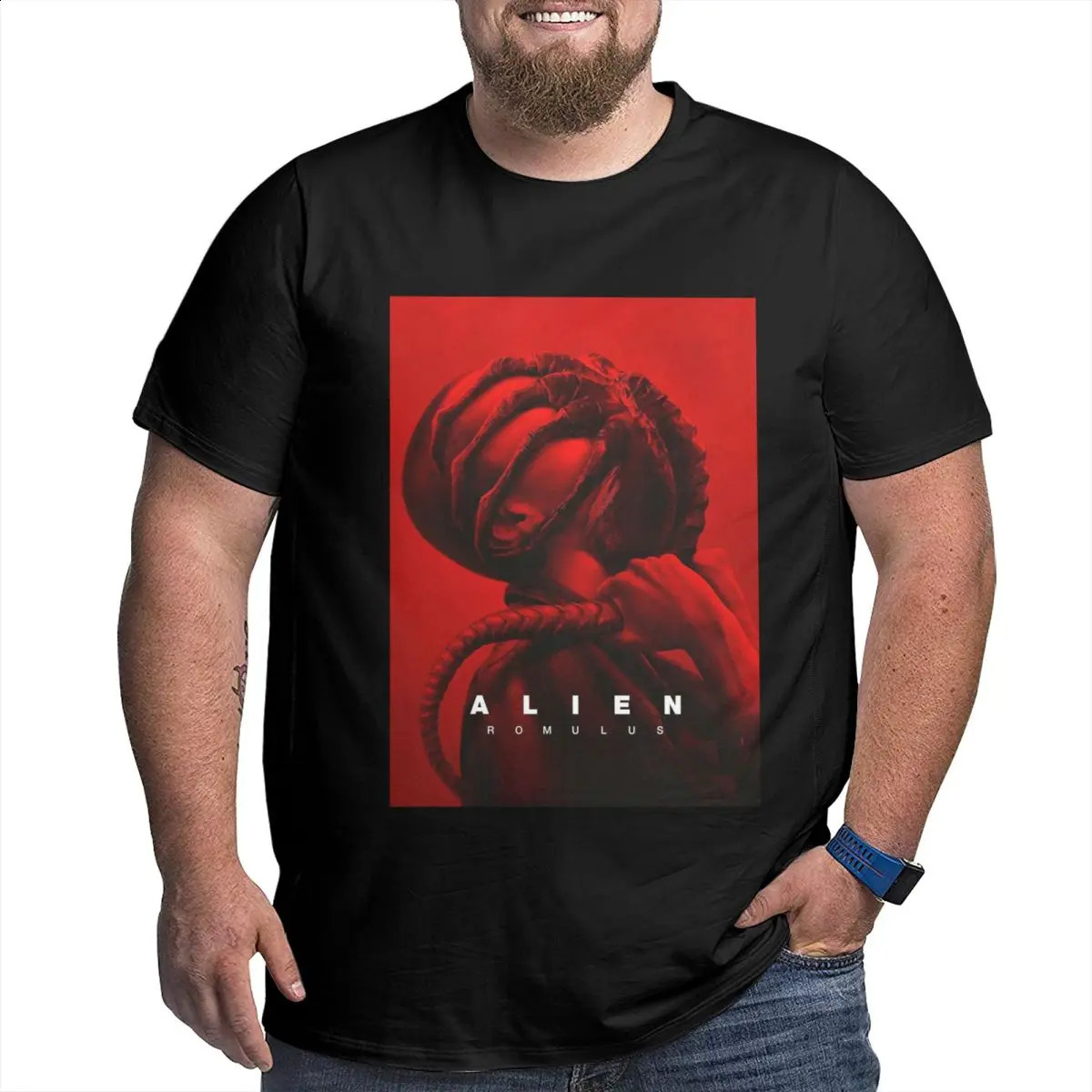 Movie Alien Romulus Tshirt Graphic Y2K Unique Customized Mens and Womens Top 240822