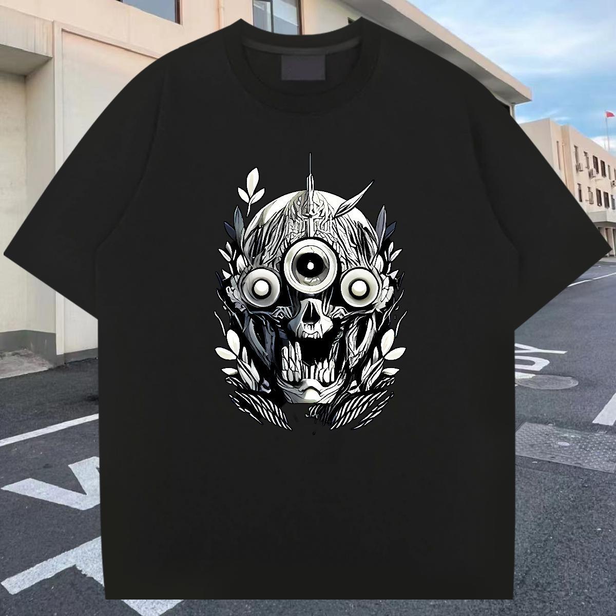 Soft T-Shirts 100% Cotton 230g skull Street Wear Skull Breathable Men Tees Custom Tops Tees