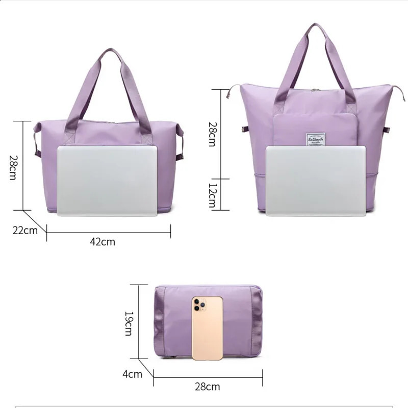 1 foldable large capacity short distance travel bag with dry wet separation fitness bag handbag 240821