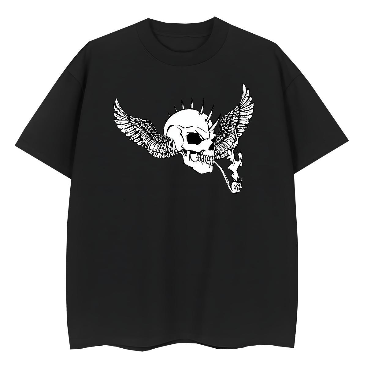 Fashion New T-Shirts for Women 100% Cotton 230g Short sleeve Soft Outdoor skull Unisex Tshirts Wholesale Anime Wear