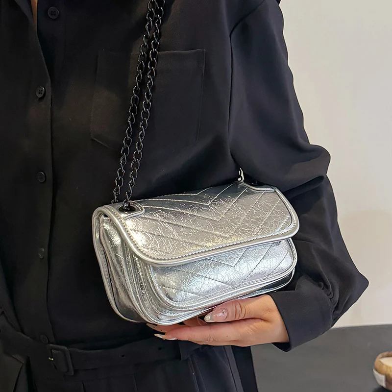 Embroidery Thread Small PU Leather Crossbody Bags For Women Sier Underarm Bag ed Womens Shoulder Handbags 240821 4e2a 4