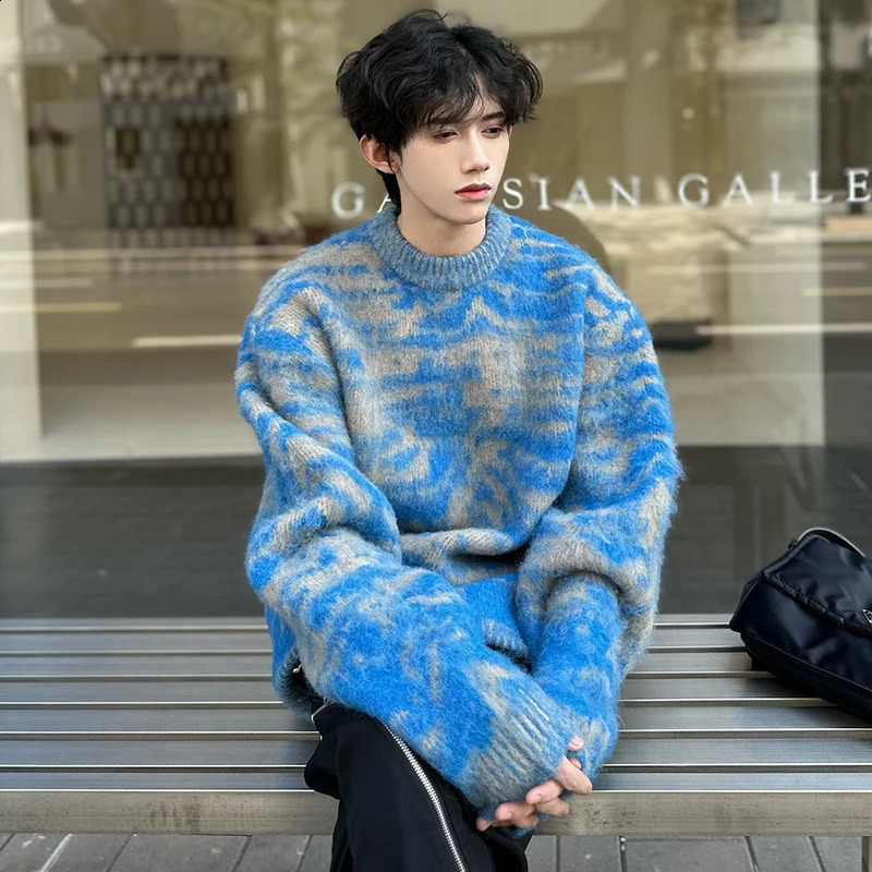 IEFB Round Collar Male Pullover Sweaters Casual Contrast Color Mens Knitting Pullovers Fashion Spring Korean Style 9C4162 240821