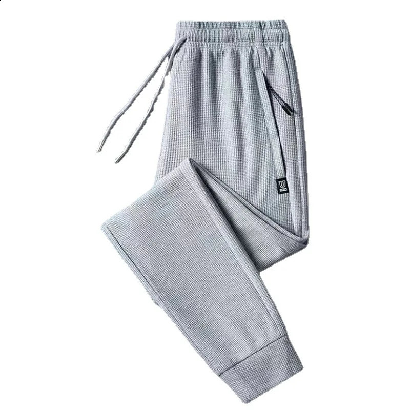 zipper Mens Guard Pants Plush Thickened Loose Waffle Leggings Sportswear Casual Winter Tidal Current Streetwear Arrivals 240822