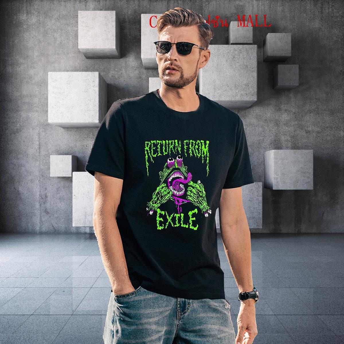 New Arrival Mens Tshirts 100% Cotton 230g High Street Hip Hop exile Crew Neck Breathable Mens T Shirts Wholesale Custom Cartoon Tops Tees
