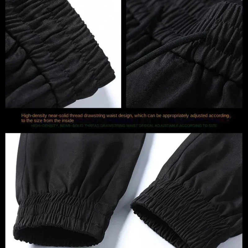 Baggy Sweatpants for Women Y2K Cargo Pants Casual Streetwear Drawstring Hip Hop Trousers with Big Pockets Female Joggers Black 240821