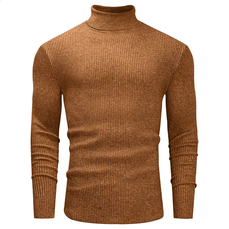 Mens Slim Fit Turtleneck Sweater Casual Twist Patterned Pullover Knitted Sweaters Autumn Long Sleeve Stripe Streetwear 240821