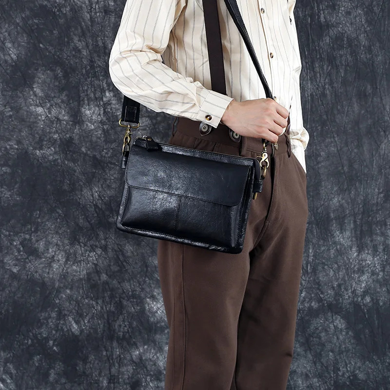 Leather Shoulder Bag Vegetable Tanned Leather Crossbody Bag Head layer Cowhide Messenger Bag Fashion Crossbody Bag Mens Bag 240822
