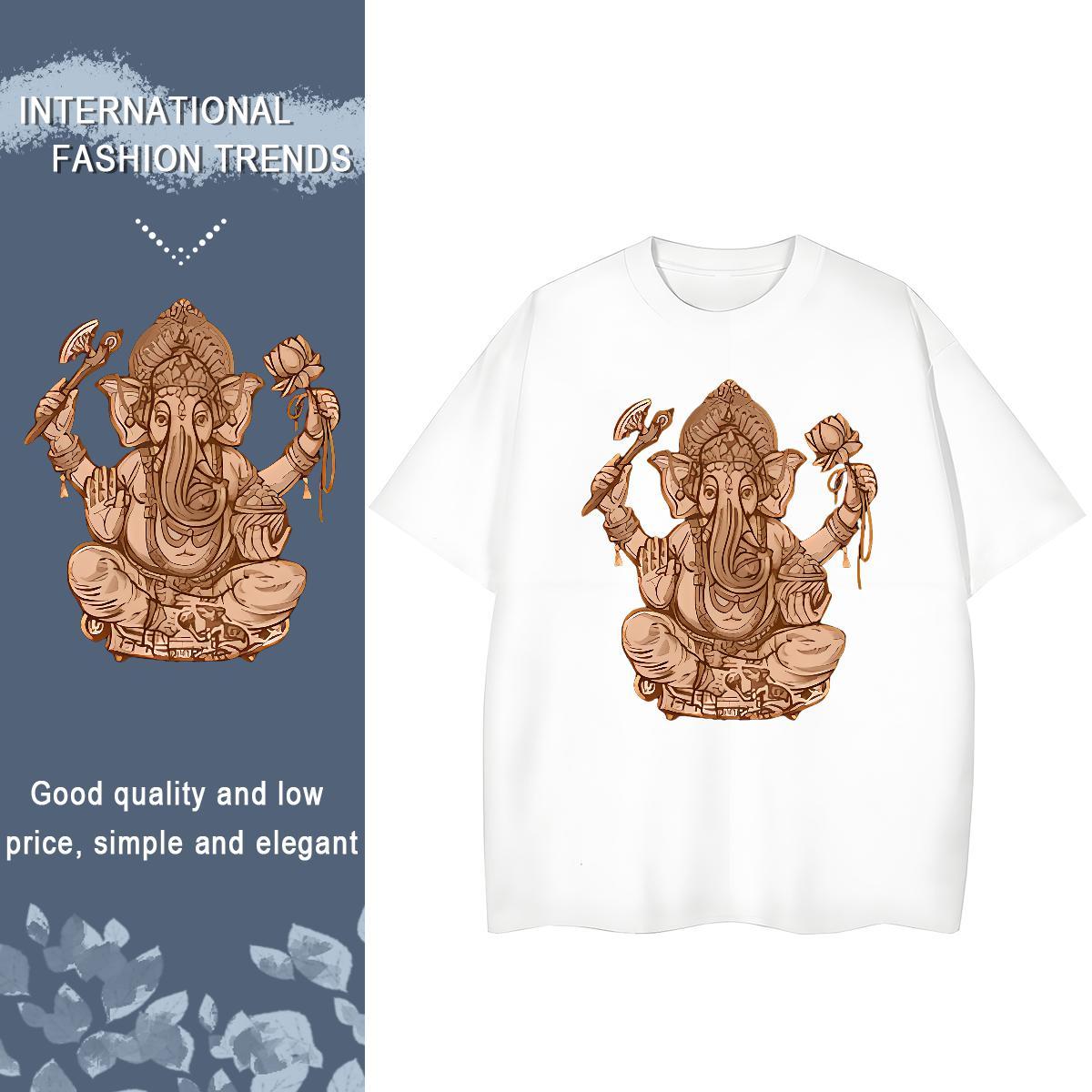 New T-Shirts for Women 230g Pure Cotton Breathable Hip Hop Street elephant Unisex Tshirts Lady Anime Oversized Polos
