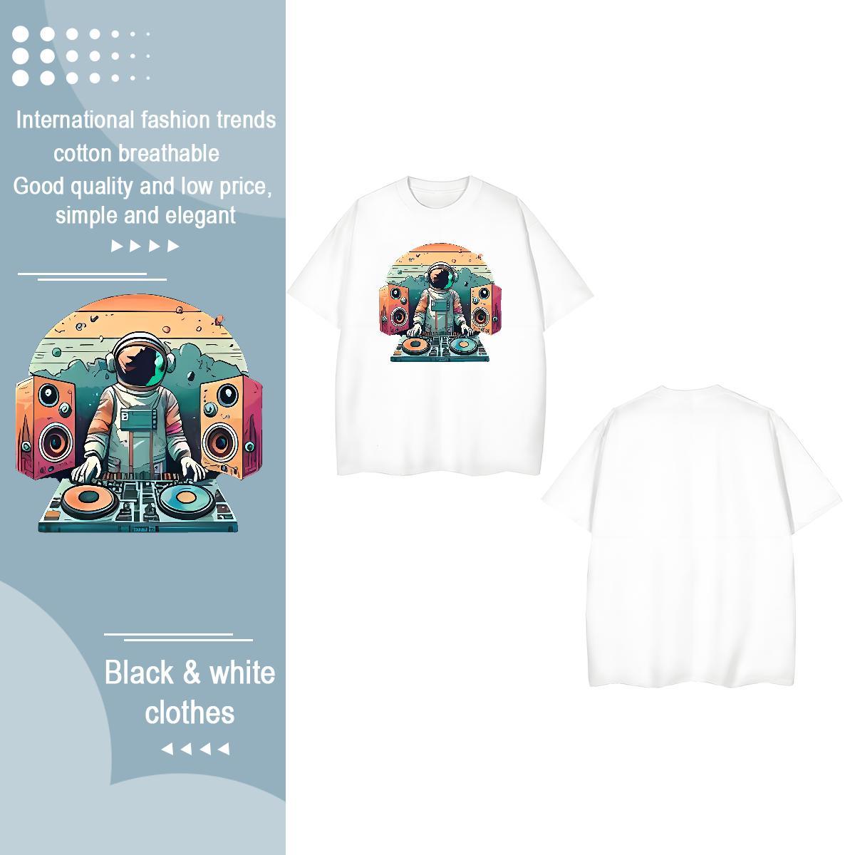2024 T-Shirts for Women O Neck Short Sleeves 230g Cotton Unisex Tshirts Anime Print spaceman Street Casual Designer Nice Tees
