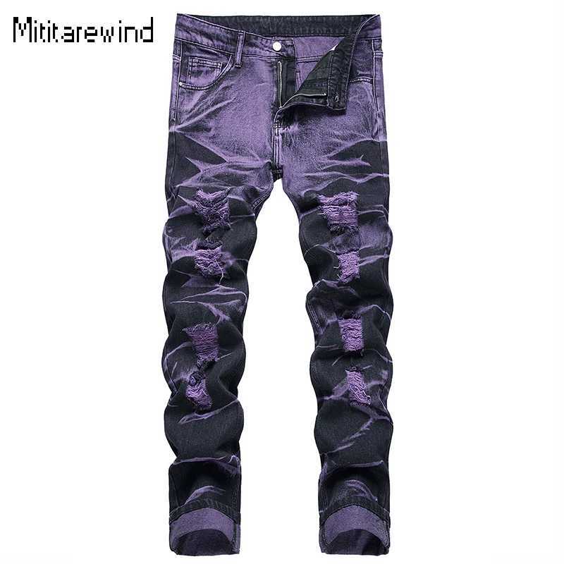 High Street Ripped Jeans for Men Four Seasons Causal Denim Pants Personalized Black Straight Jeans Fashion Youth Trousers X250220