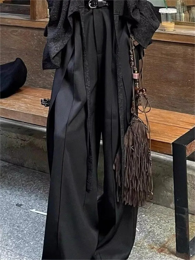 HOUZHOU Vintage Japanese Style Woman Oversize Suit Pants Patchwork Harajuku Y2k Baggy Gothic Korean Fashion Streetwear Trousers 240821