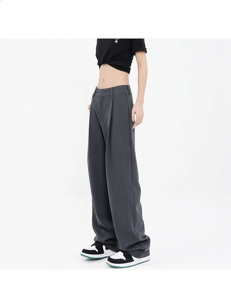 Womens Black Gothic Pants Y2k Retro Streetwear 90s Fashion Baggy High Waist Trousers Korean Harajuku Wide Pants Clothes Autumn 240821
