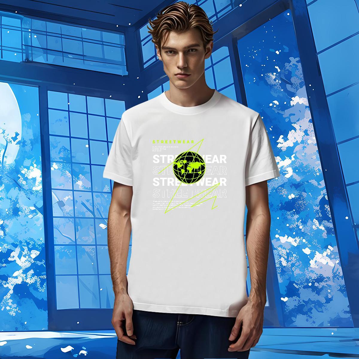 Loose earth Mens T Shirts Street Casual Men Tees 100% Cotton 230g Customized Pure Cotton Customized Print Tshirts