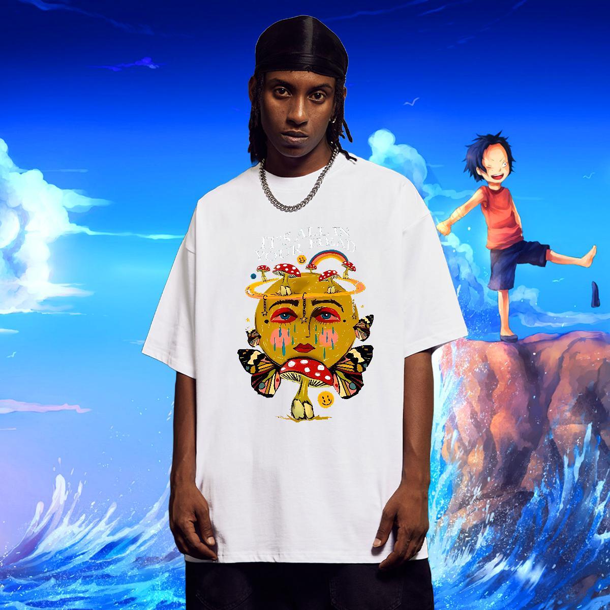 Factory Direct rainbow Tshirts 100% Cotton 230g T Shirts Men DIY Anime Street wear Hip Hop Breathable High Quality Tee Shirt