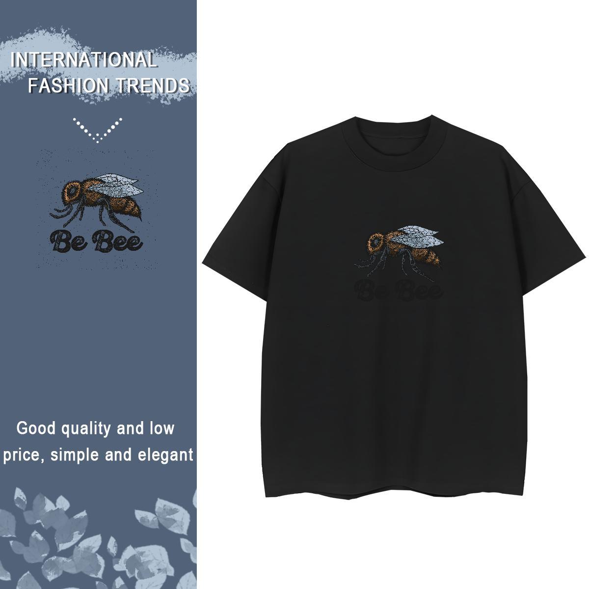 2024 DIY Womens T Shirts Breathable Crew Neck 230g Cotton Lady T shirt Cartoon Anime bee Casual Sport Designer Clothings