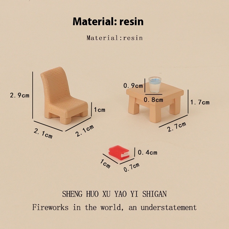 Mini water cup tables chairs, cute boys and girls reading, micro landscape scenes, baby house accessories, home decoration, desktop ornaments