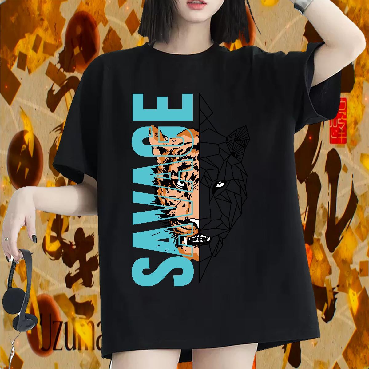New T shirt Comfortable 100% Cotton 230g Tshirt for Man Woman Skull tiger Summer Casual Unisex Clothes Shirt
