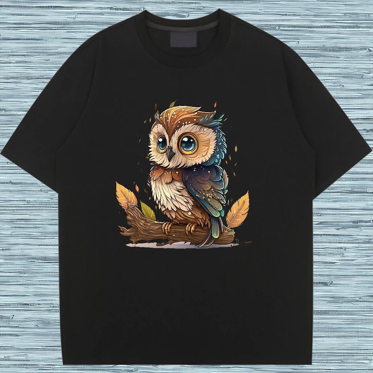 New Woman T Shirts Breathable Short Sleeve 230g Cotton Couples T Shirts Custom Printed Owl Outdoor Unisex Wear