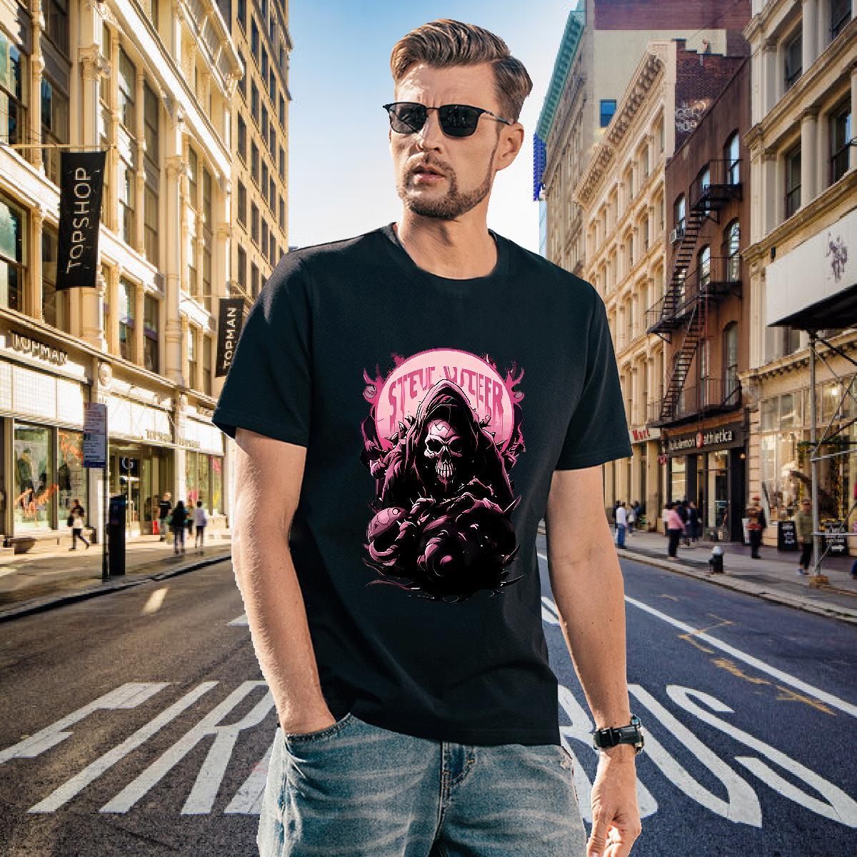 High Quality T-Shirts 100% Cotton 230g skull Casual Anime Breathable Short Sleeve Men Tshirts 2024 New Tops Tees