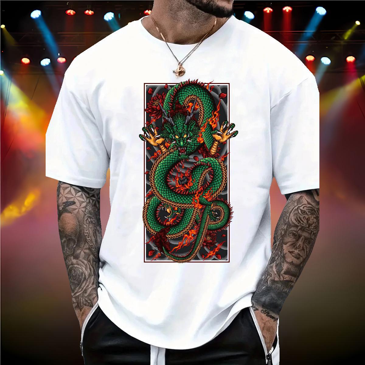 Comfortable dragon T shirt Spring Summer Men Tees 230g Cotton DIY Customized Crew Neck Breathable DIY Anime Wear