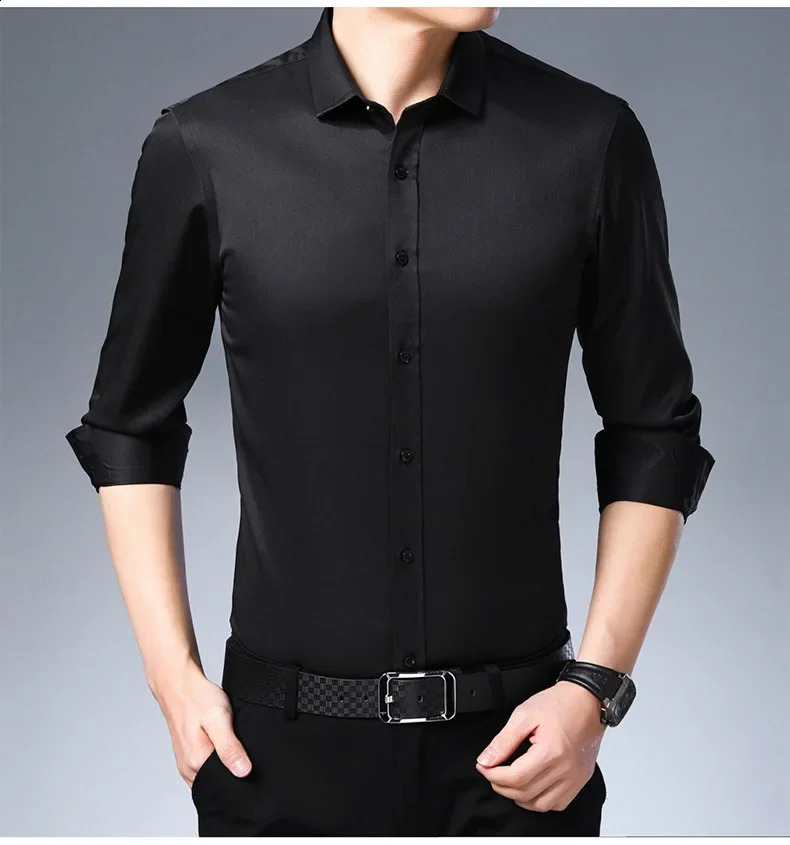 slim men;long sleeve shirt business shirt solid color men; Korean casual men;s high sense.collared shirtmens winter shirts 240822