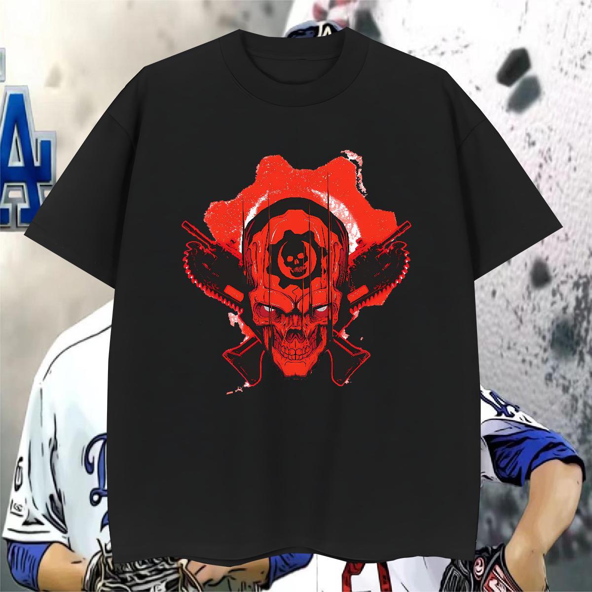 DIY Men Tees 230g Pure Cotton Casual Beach skull Breathable Crew Neck Men T Shirts Cool Design Oversized 4XL Tops