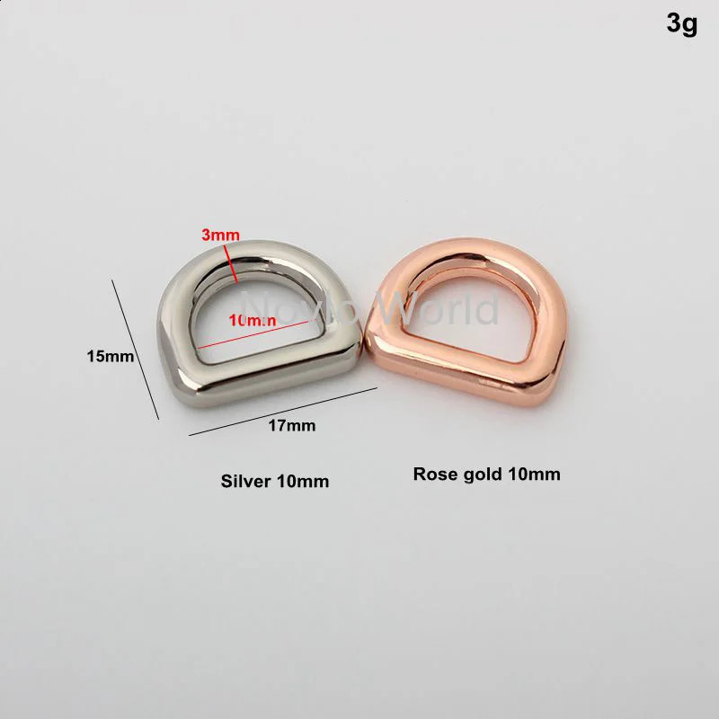 10mm 1m 15 19mm 25mm 30mm Rose Gold Bag Polishing Nickel Inner Bag Metal Accessories Alloy Circular Welding D-Ring DIY Bag Parts 240821