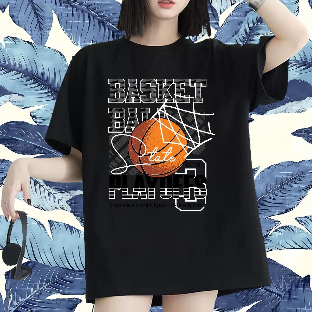 Lady Women Tees 230g Cotton letter Hip Hop Street T shirt Crew Neck Anime Tshirts