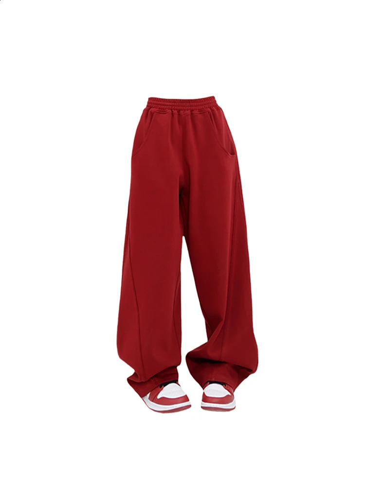 Summer Womens Red Sweatpants Fashion Y2k Trousers Baggy Casual Streetwear Vintage Pants Running Joggers Oversize Sports Pants 240821