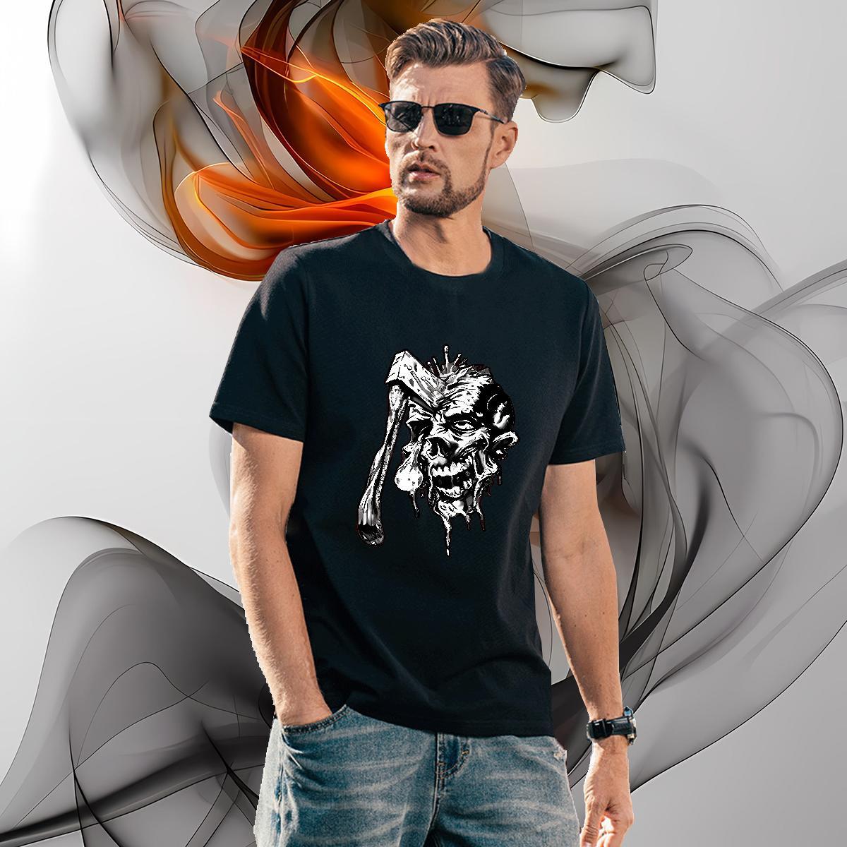 New Arrival Street Wear Men Clothes T-Shirt axe Breathable 100% Cotton 230g Mens T Shirts Classic DIY Logo Oversized Tops Shirt