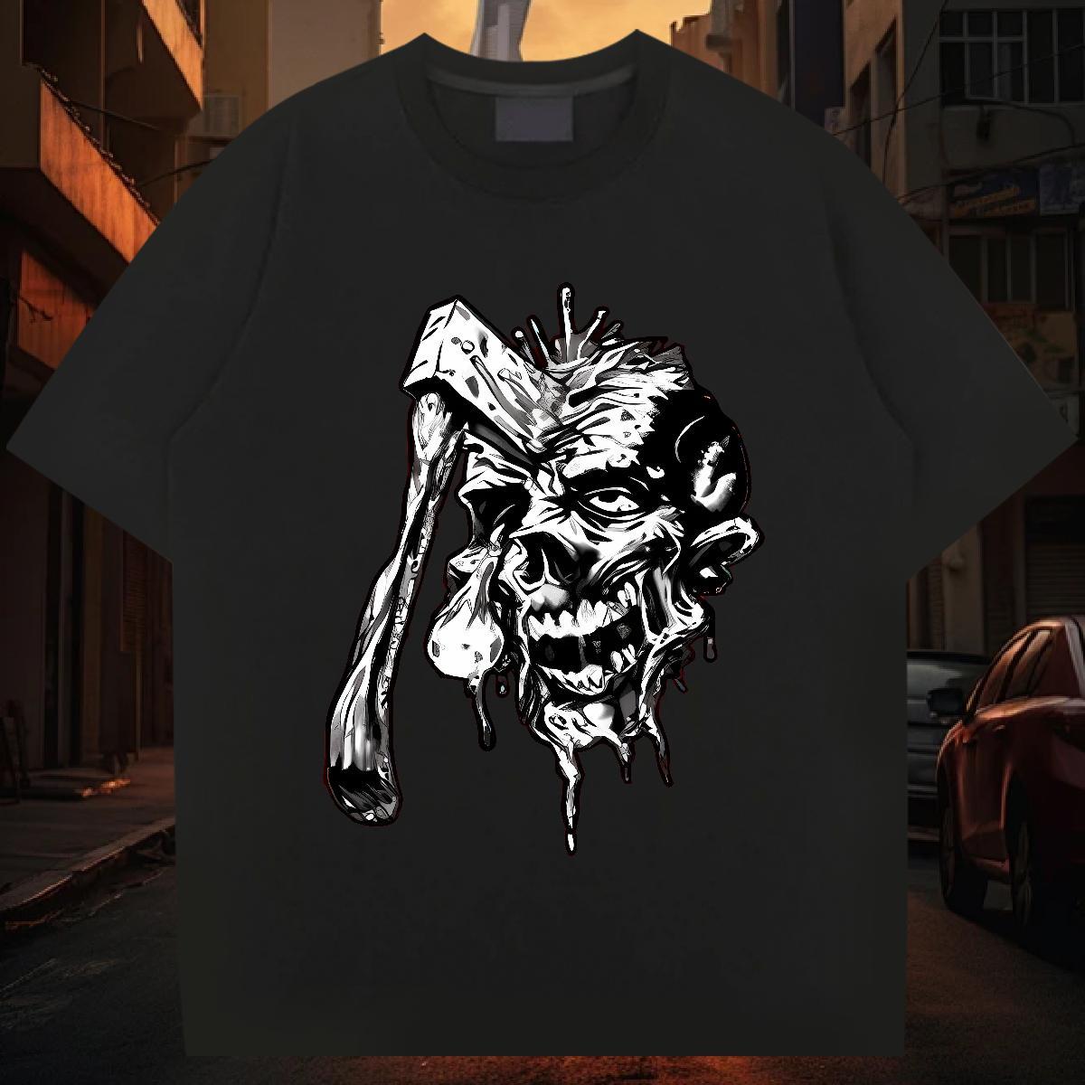 DIY Customized Tshirt for Man Woman 230g Cotton Street skull O Neck Short Sleeves T Shirts Men Cool Custom Big Size Clothings