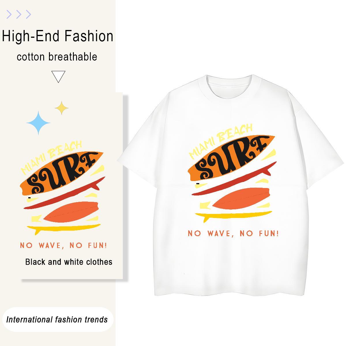Popular Women Tees 230g Pure Cotton sea Casual T shirt Breathable Crew Neck Anime Tops Shirt