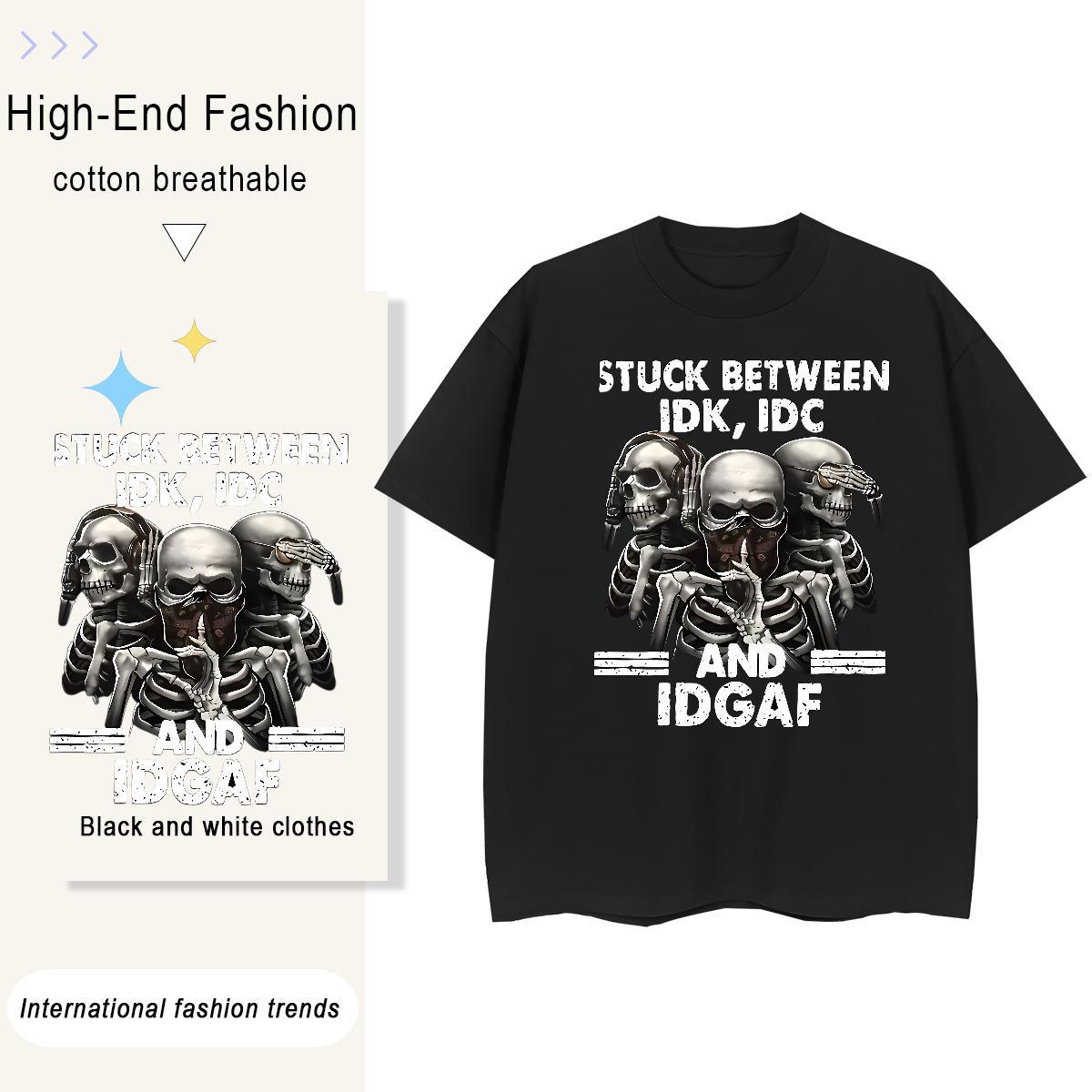 Classic T Shirt For Woman 100% Cotton 230g Comfortable Outdoor skull Woman Tshirt Popular Custom Print Oversized Clothes Shirt