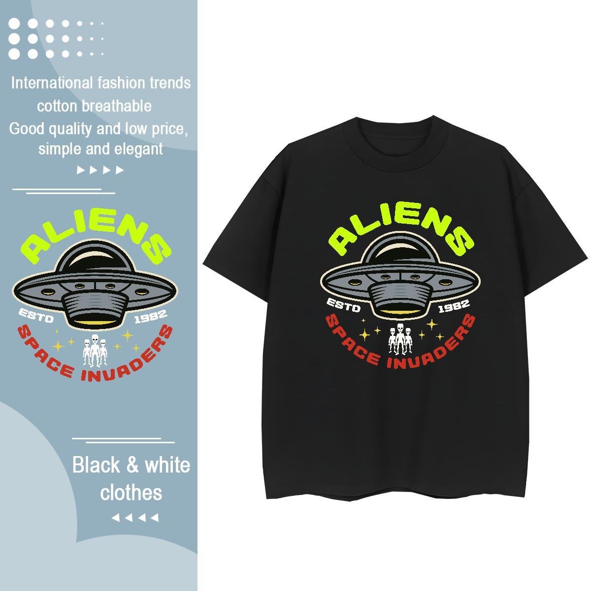New Arrival Woman T Shirts Breathable 230g Pure Cotton Women Tshirts Customized Print UFO Hip Hop Street Popular Clothings