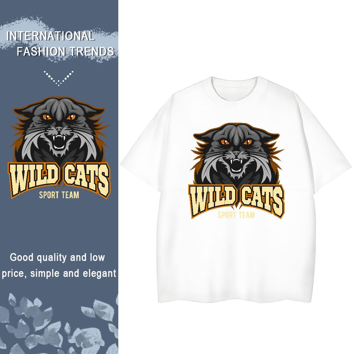 Casual New Women T Shirts Short Sleeve O-Neck 230g Cotton Lady T shirt Customized Print wild cat Casual Sport Designer Wear