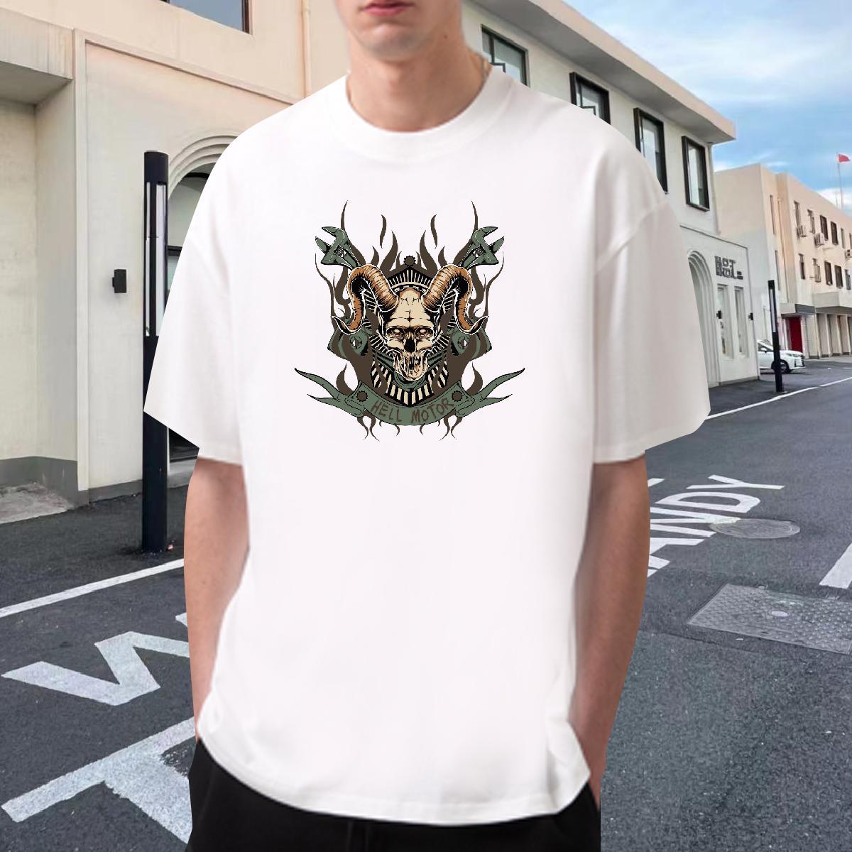 Loose Men Tops Tees Summer Casual 100% Cotton 230g DIY Anime Short Sleeve Soft shape T shirt Stylist Tee Shirt