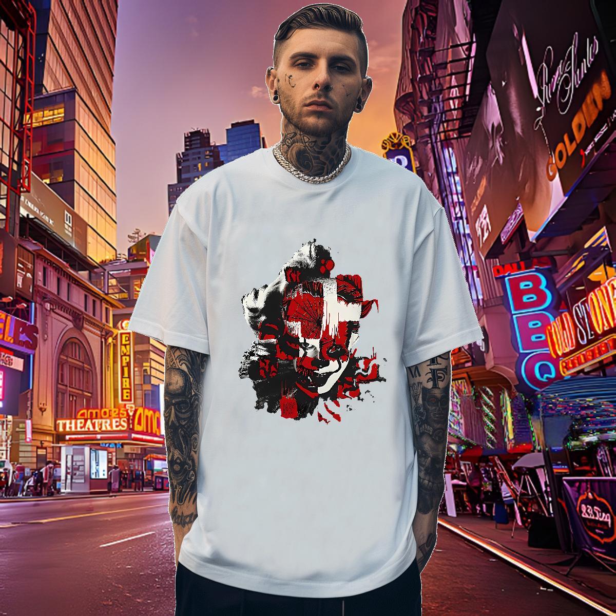 Fashion Men Clothes T-Shirt 230g Pure Cotton Street Wear scary Breathable T-Shirts Designer Graphic Tees Shirts