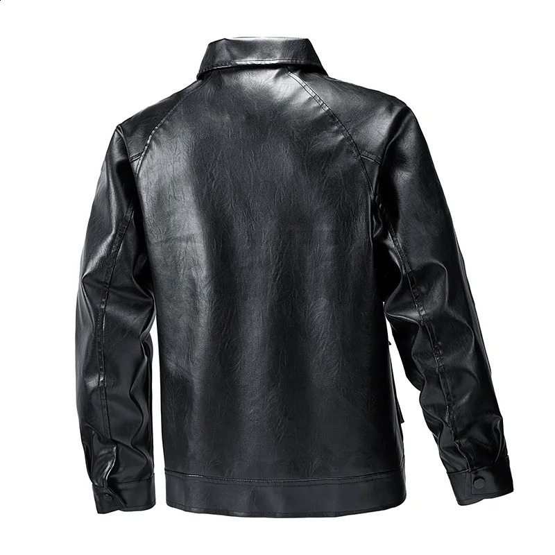 Spring Autumn Leather Men Loose Large Size American Retro Plankton Handsome Motorcycle Leather Jacket with Lapel Coat 240822