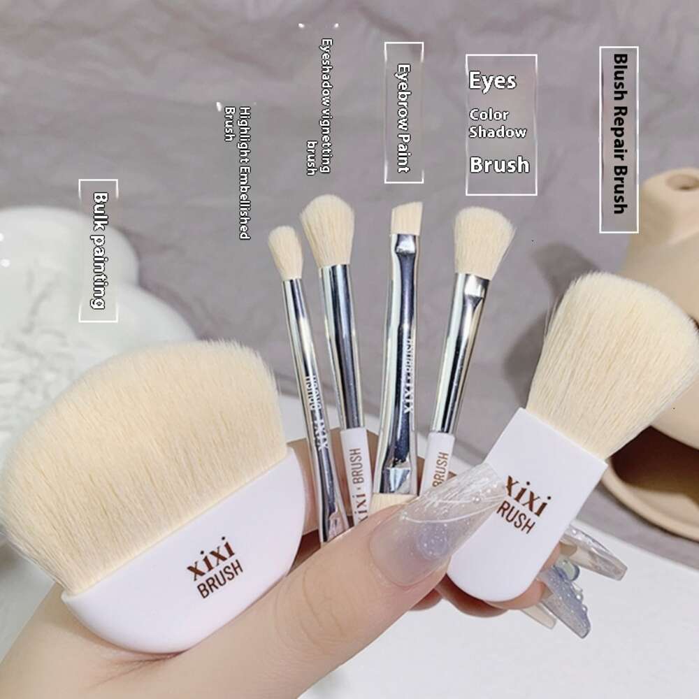 Portable Xixi 6-Pack Beginner Soft Handle Makeup Brushes with Eye Shadow & Blusher Functions