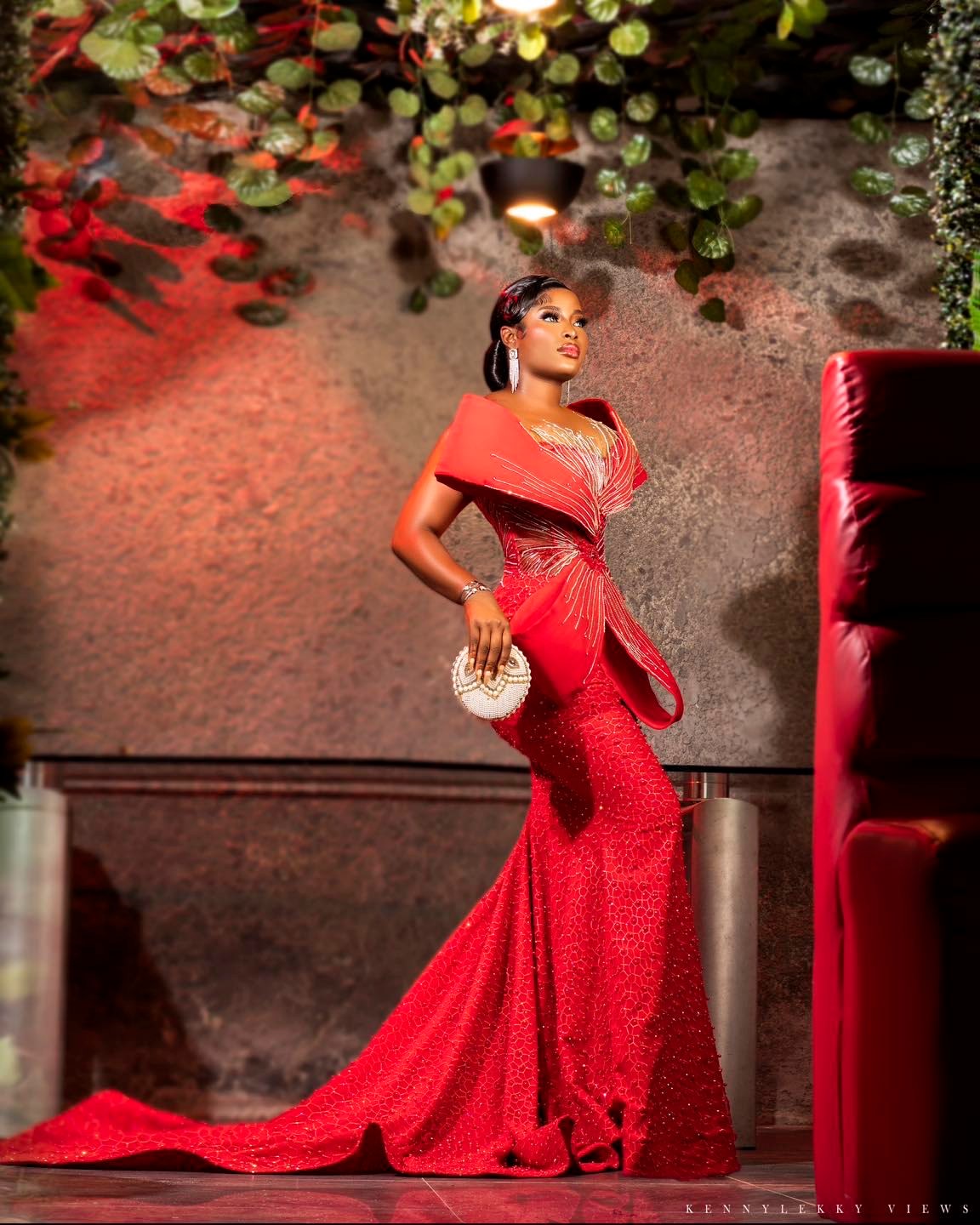 African Aso Ebi 2024 Red Mermaid Prom Dress Sequined Lace Dresses For Special Occasions Sheer Neck Evening Formal Party Birthday Second Engagement Gow