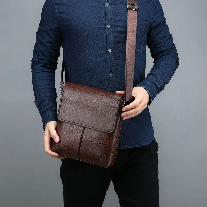 Vintage PU Leather Shoulder Bag Mens Husband Man Messenger Crossbody Bags For 7.9 Inch Tablet Phone Pouch Strap Handbag bolasa 240822
