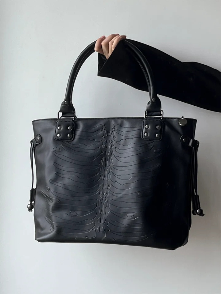 JIAERDI Gothic Dark Handbag Women Punk Pu Leather Large Capacity The Tote Bags Female Harajuku Aesthetic Black Shoulder Bag Y2k 240821