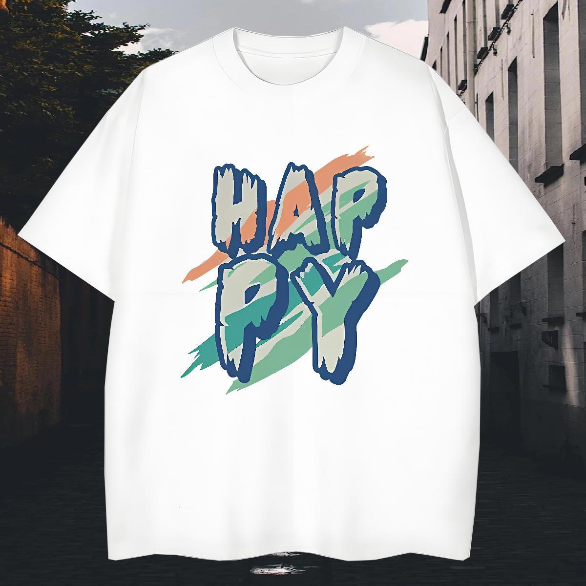 Designer Men Clothes T-Shirt Casual Daily Wear 100% Cotton 230g Graphic Breathable Crew Neck happy T shirt 2024 New Clothings