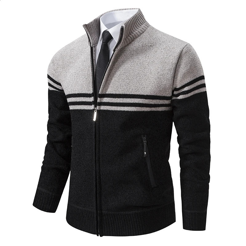 Mens winter sweater thick wool warm sweater casual stand up collar zipper cardigan 240822 ww