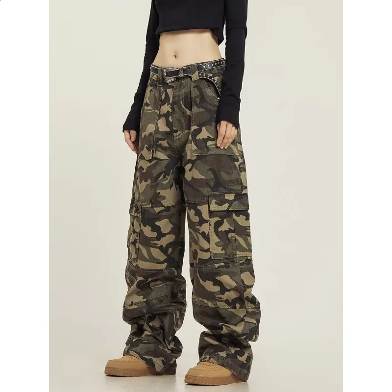 Deeptown Harajuku Camouflage Cargo Pants Womens Grunge Baggy American Retro Y2k Trouser Loose Autumn Korean Fashion Aesthetics 240821
