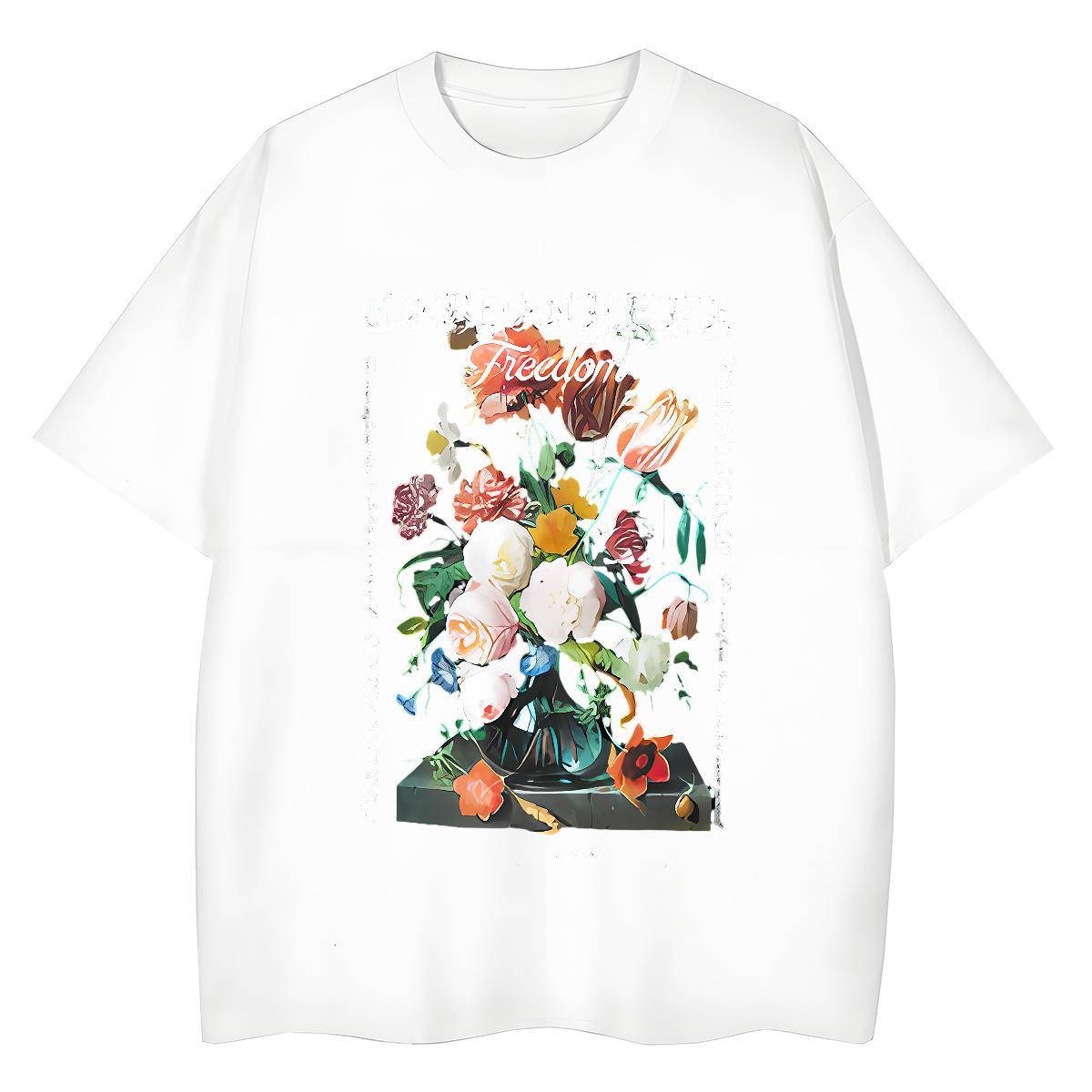 New Womens T Shirts Crew Neck 100% Cotton 230g Women Tshirts Black Oversized flower Casual Sport Designer Top Shirts