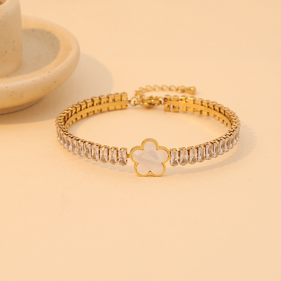 New Zirconia Stainless Steel Bracelet with Dripping Oil Eyes, Unique Design, Charm, Love Jewelry