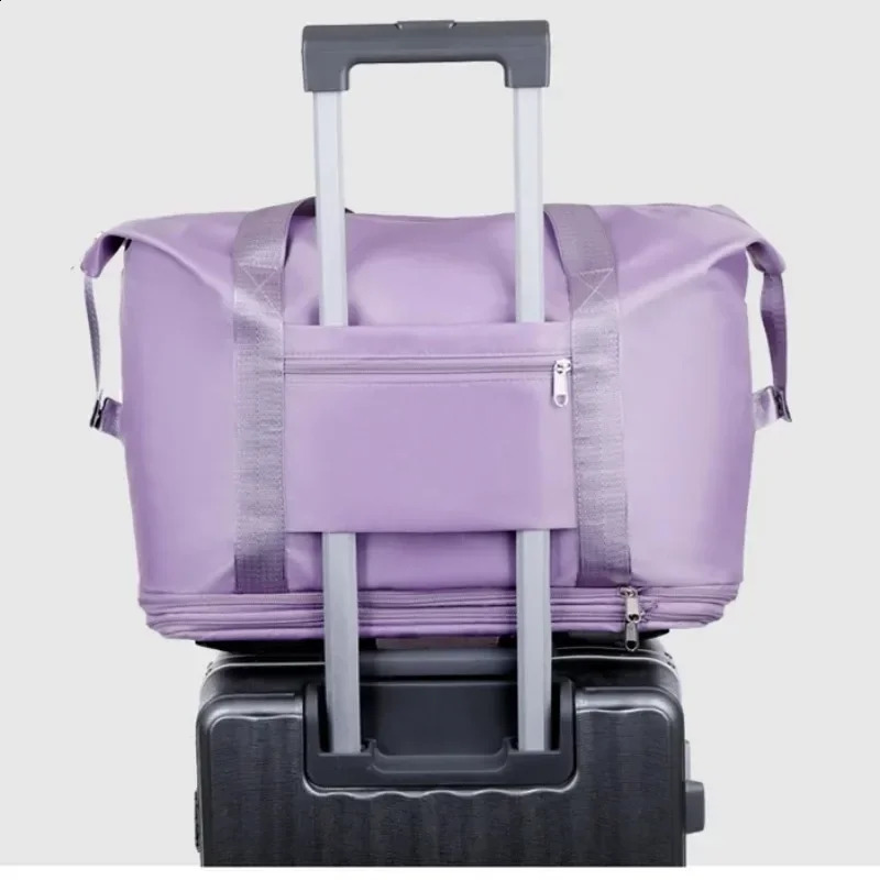 Wheel travel bag lightweight carry on luggage storage delivery bag dry wet separation large capacity fitness yoga bag 240821
